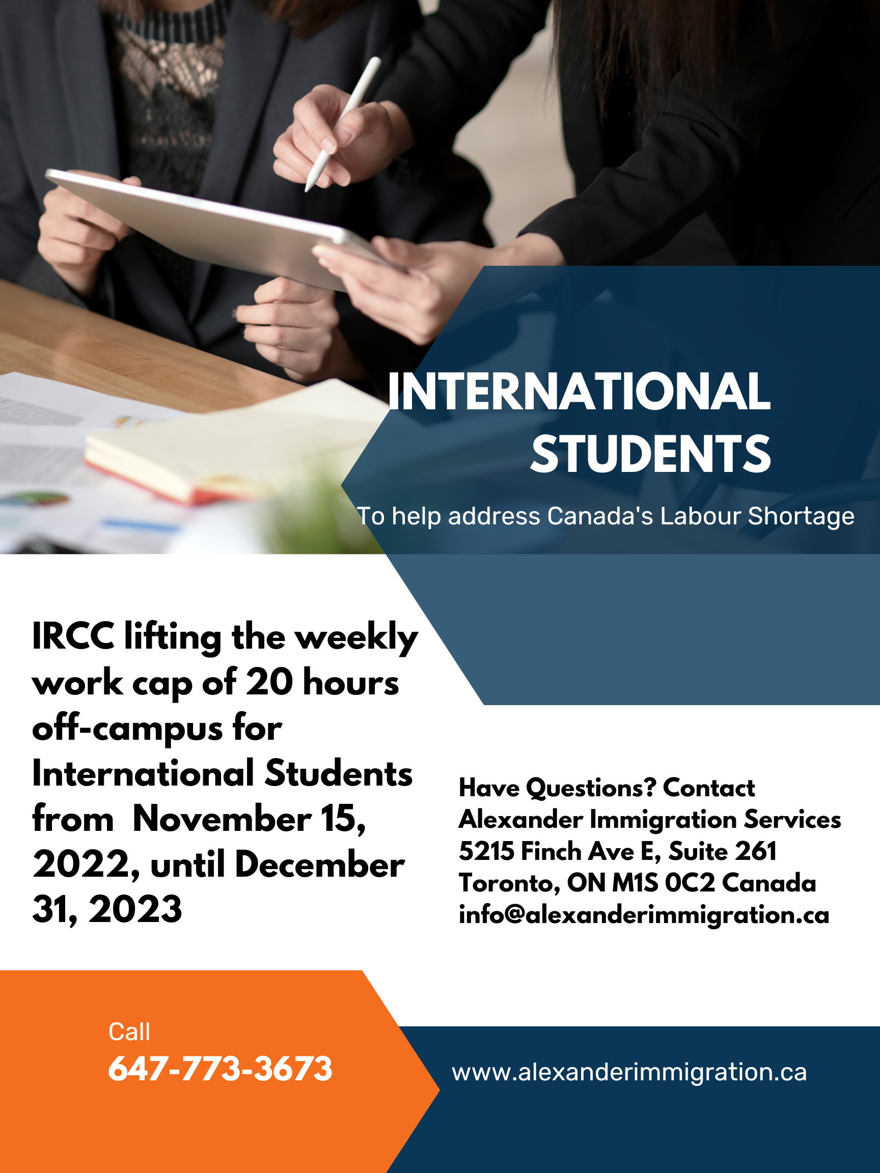 International Students can work off-campus over 20 hours